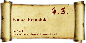 Hancz Benedek névjegykártya